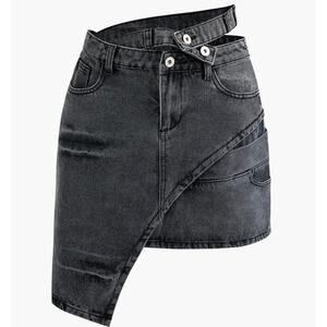 NWT Micas Grey Asymmetric Soft Denim Mini Skirt